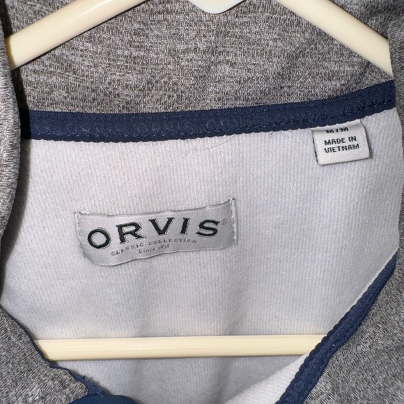 Orvis Men’s Navy and Gray Bonded Mesh Full Zip Fleece Zip Up Jacket Size Medium - Picture 4 of 5